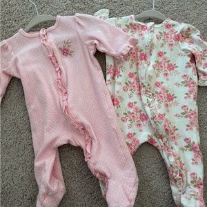 Little Me Pink and Floral Baby Footies